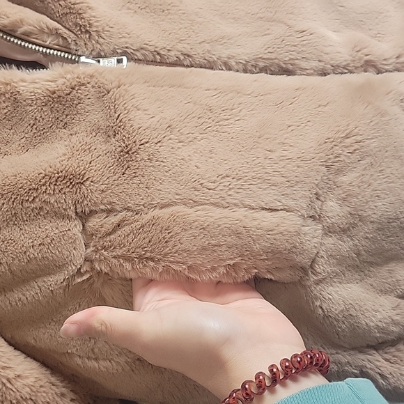 Zara-KIDS-Pink Faux Fur Hooded Coat-Size 9 - Picture 5 of 15